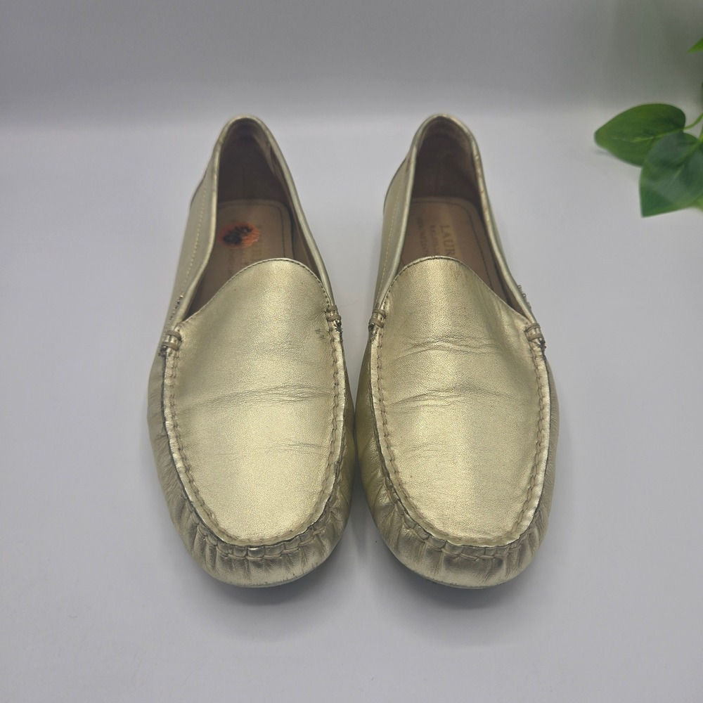 Lauren Ralph Lauren Loafer Gold Metallic Leather Driving Moccasin 9.5M